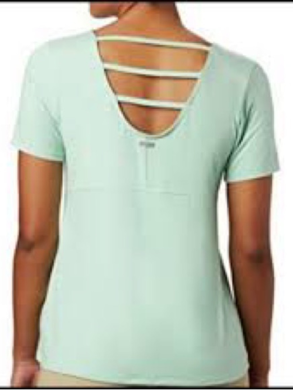 Women’s Mint Green Short Sleeve Top with Strappy Back Detail
